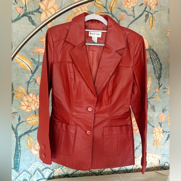Newport News Jackets & Blazers - Newport News Red Leather Blazer/Jacket Size 8